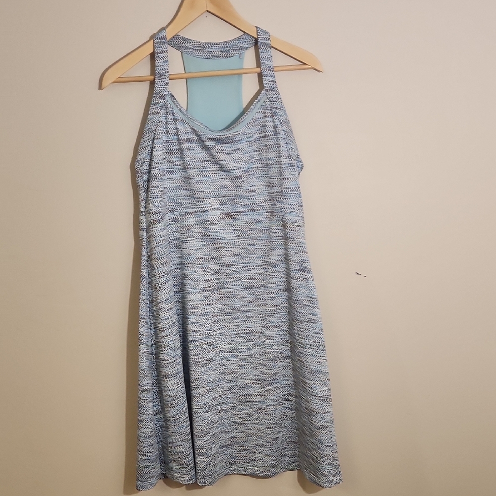 MPG Blue and White Backless Dress